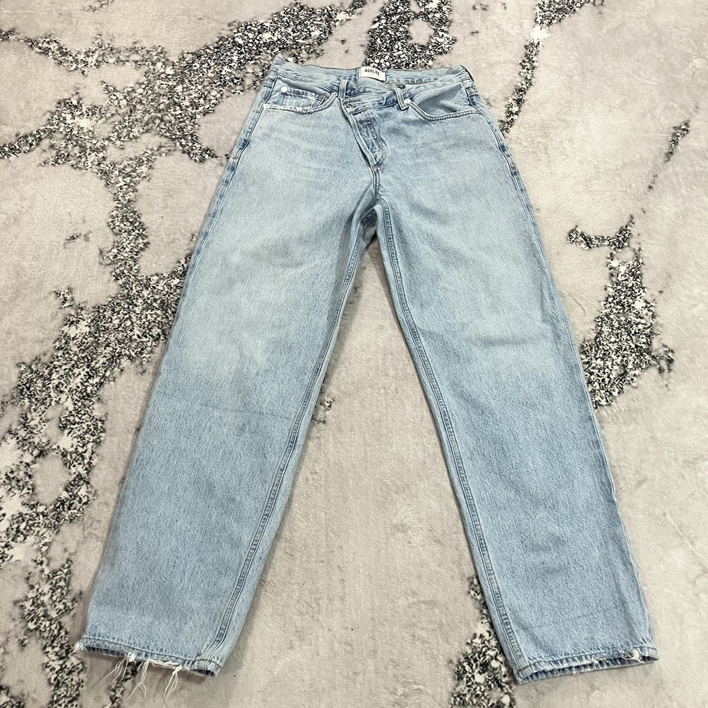 AGOLDE Criss Cross Womens Size 27 Light Wash High Rise Straight Leg Jeans